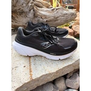 Saucony Guide 18 Mens 7.5 Black White PWRRUN Running Shoes Sneakers